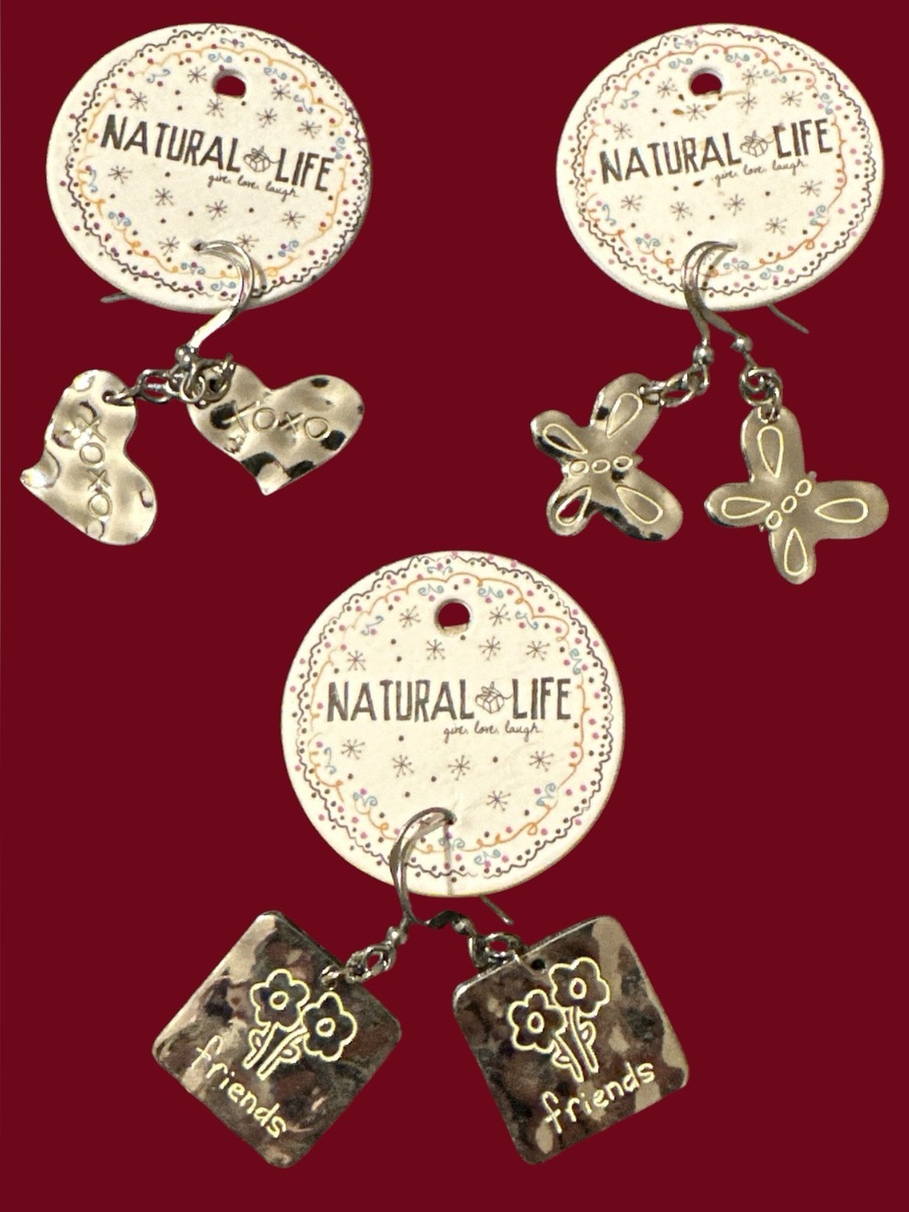 3 pair NATURAL LIFE  Earrings